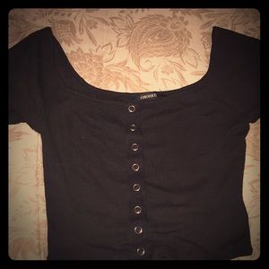 A black crop top , super trendy